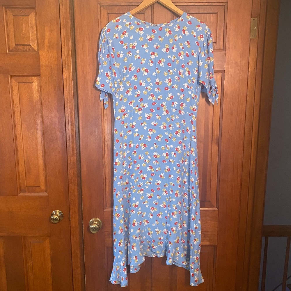 Anthropologie Faithfull The Brand Erin Floral Midi Dress Jasmin Blue Floral 6/M - Picture 5 of 14